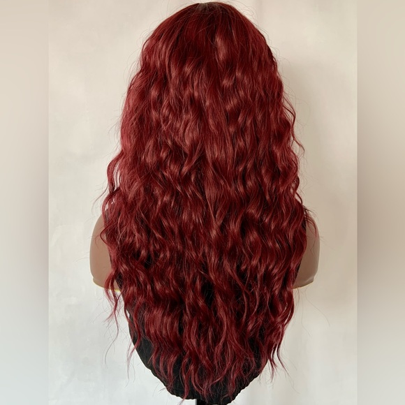 A Pretty Plum Burgundy Premium Fiber Wig with Bangs for Daily Wear or Cosplay - Picture 7 of 7